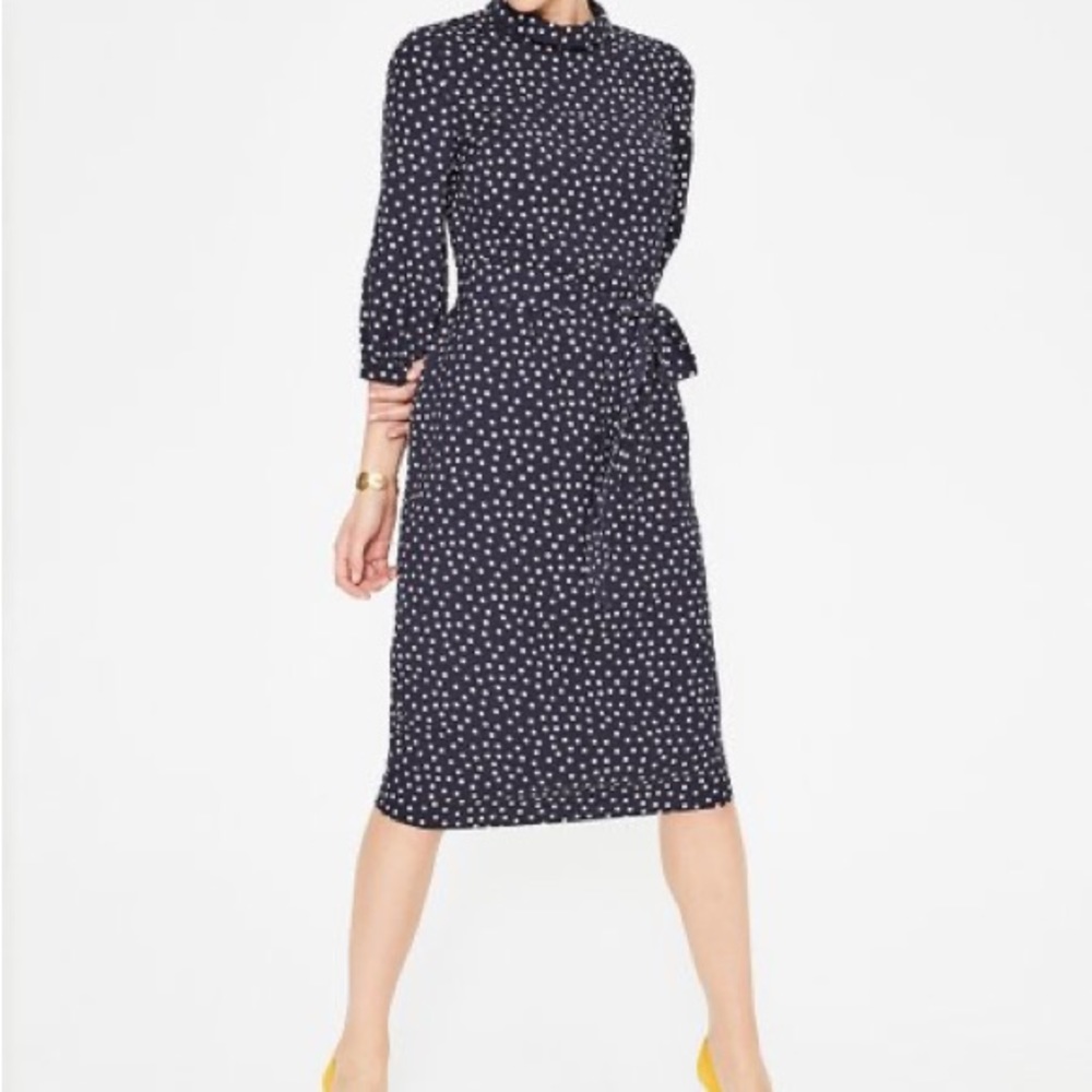 BODEN NWT Blue Polka Dot Lottie Midi Dress Size 14